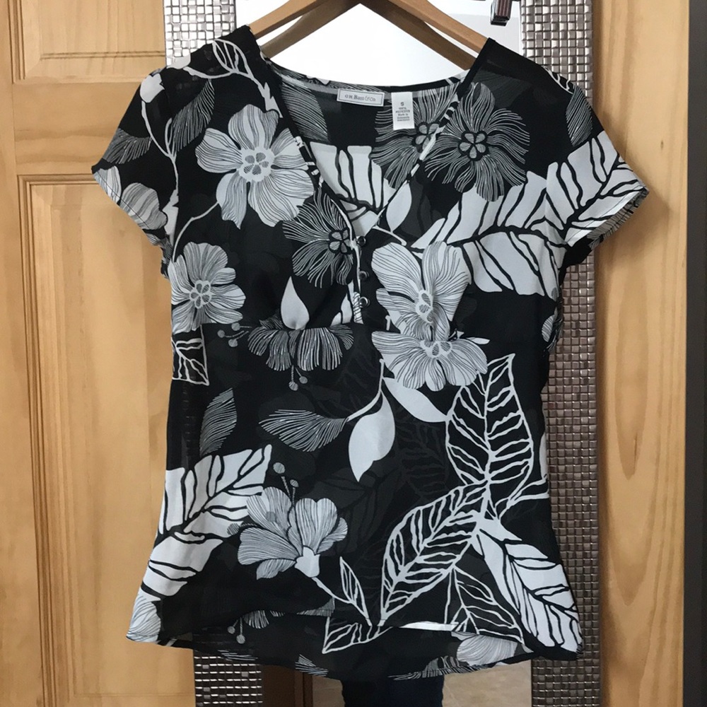 Sheer black and white blouse
